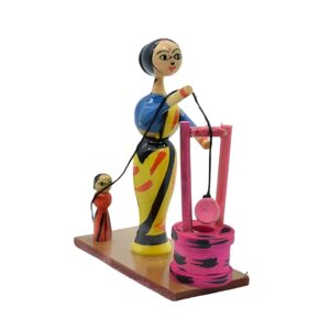 Channnapatna Wooden Well Lady – Handcrafted Traditional Décor Piece