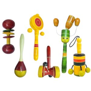 Channnapatna Wooden Rattle – Handcrafted Toy for Babies & Toddlers (Set of 6)