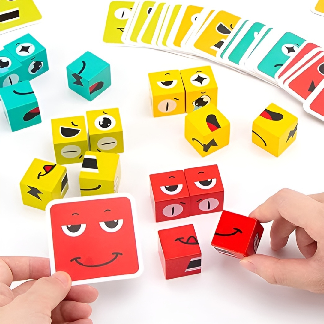 Wooden Face Changing Cube Game – Fun & Interactive Wooden Toy for Kids - Image 3