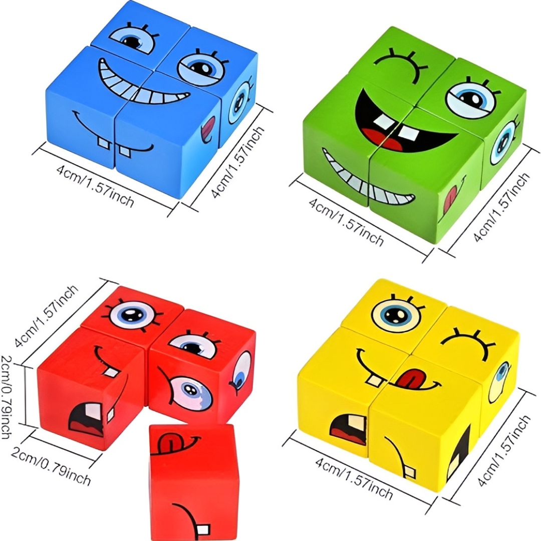 Wooden Face Changing Cube Game – Fun & Interactive Wooden Toy for Kids - Image 9