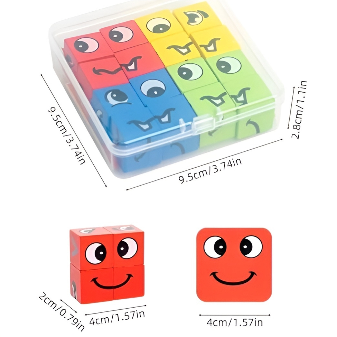 Wooden Face Changing Cube Game – Fun & Interactive Wooden Toy for Kids - Image 4