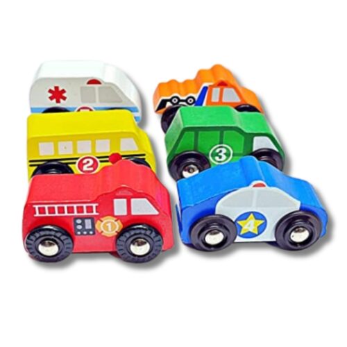 Wooden Small Car – Pack of 6 | Handcrafted Colorful Toy Set for Kids