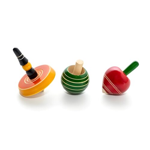 Channapatna Wooden Spinning Finger Top – Handcrafted Classic Toy (set of 3)